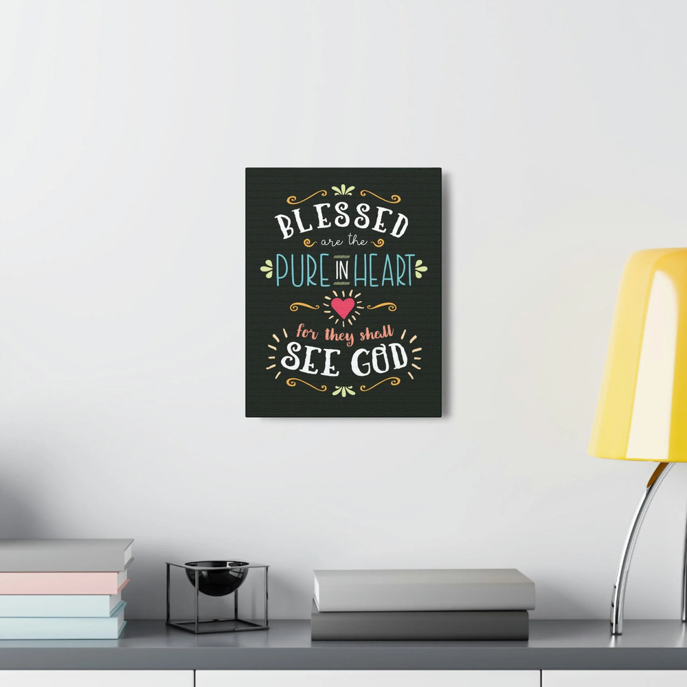 Scripture Walls Pure In Heart Matthew 5:8 Dark Bible Verse Print Ready to Hang
